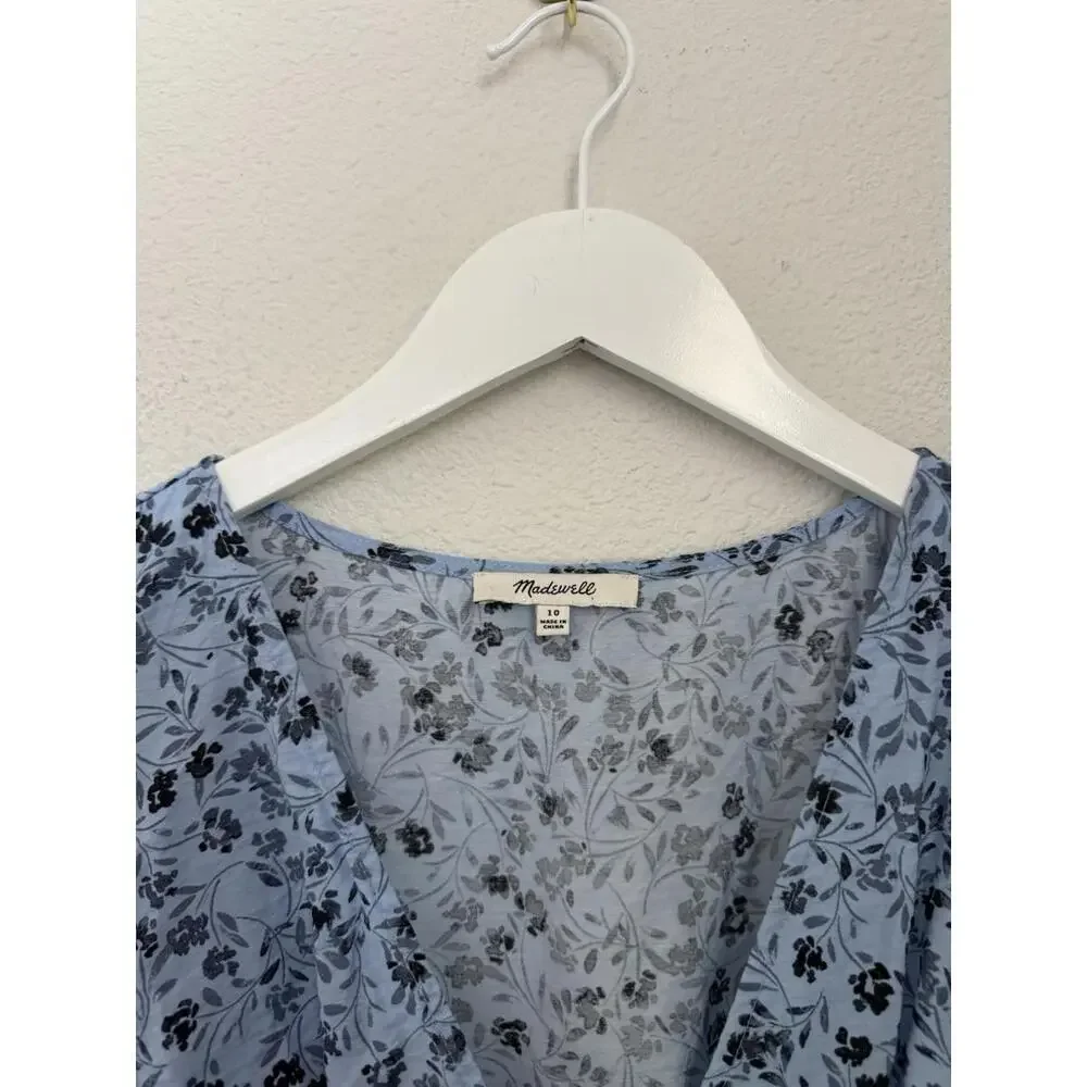Madewell Light Blue Floral V-Neck Maxi Dress